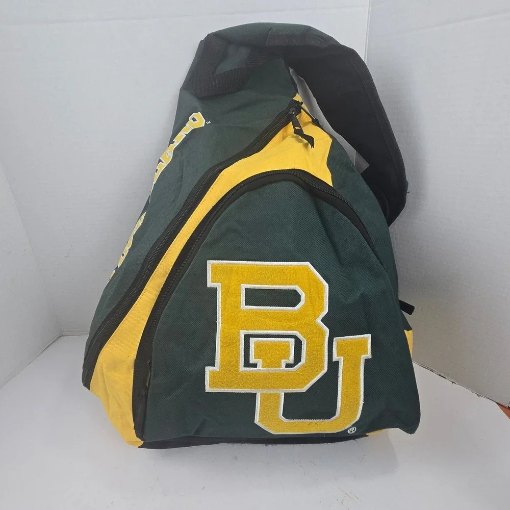 Baylor Bears Sling Backpack Single Strap Bag Green Yellow BU Logo Large Fan Gear